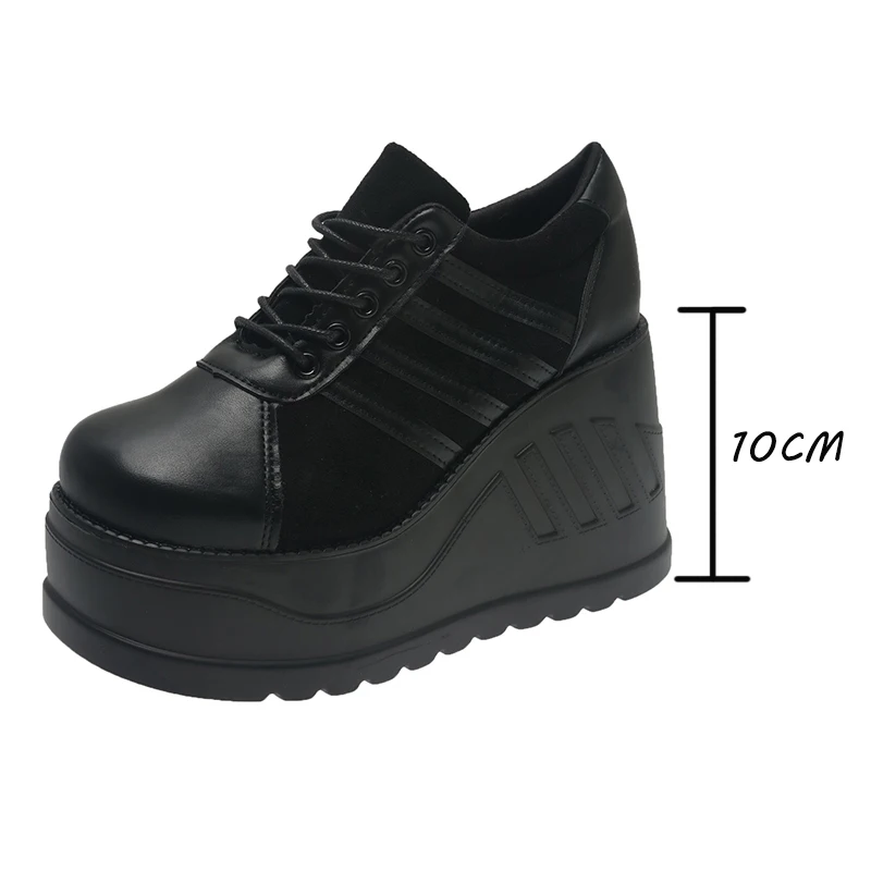 Street Fashion Goth - รองเท้าส้นตึกแฟชั่นสไตล์โกธิคสำหรับผู้หญิง ไซส์ใหญ่ 35-43 สีดำ ดีไซน์เก๋ รองเท้าส้นสูงแบบสวม