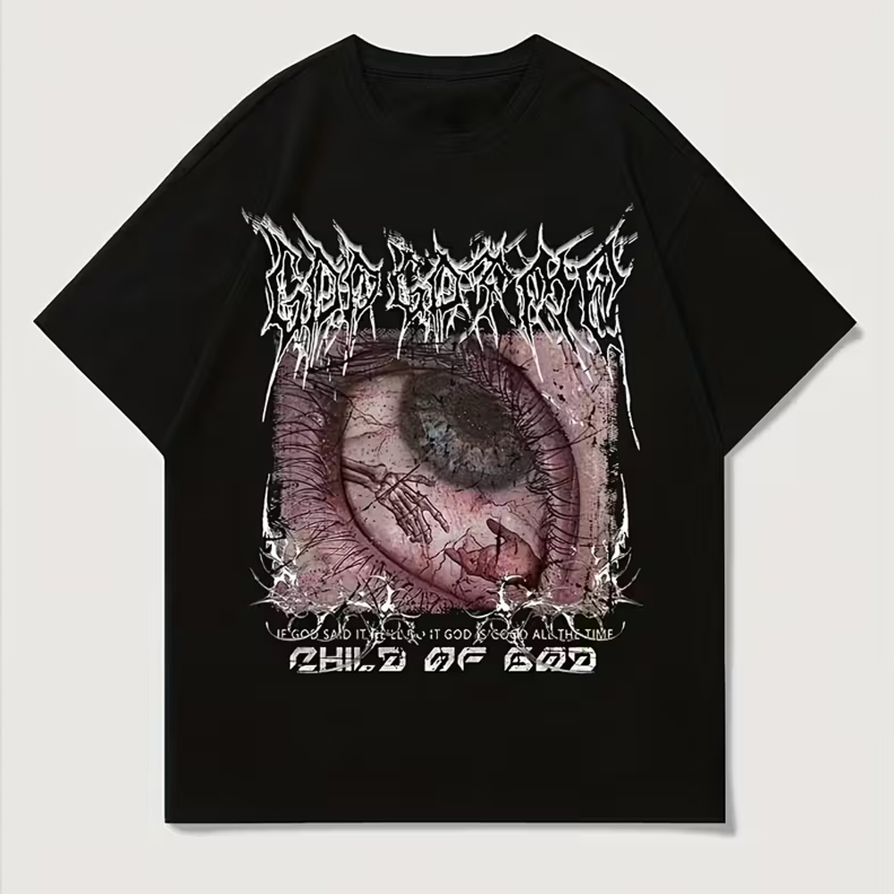Street Fashion Goth - เสื้อยืดพิมพ์ลายแฟชั่นฤดูร้อนปี 2026 สำหรับผู้ชาย สไตล์โกธิค ไหล่ตก แขนสั้น