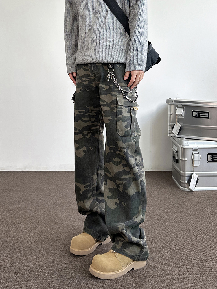 กางเกงทำงานลายพรางสีเขียวทหารส - Street Fashion Vibes บทวิจารณ์และราคา