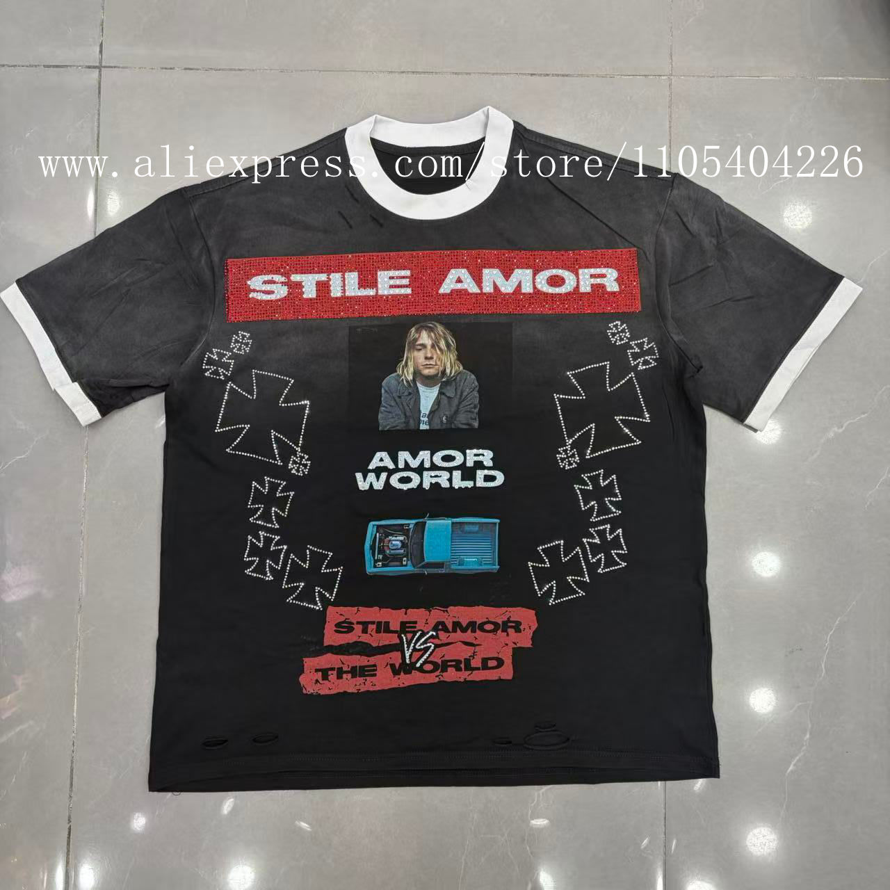 เสื้อยืดแฟชั่นแขนสั้นประดับเพช - Street Fashion Definition บทวิจารณ์และราคา