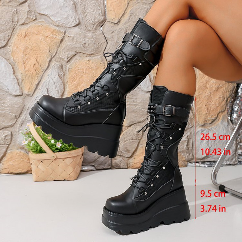 รองเท้าบูทส้นตึกสไตล์โกธิคสำหร - Street Fashion Goth บทวิจารณ์และราคา
