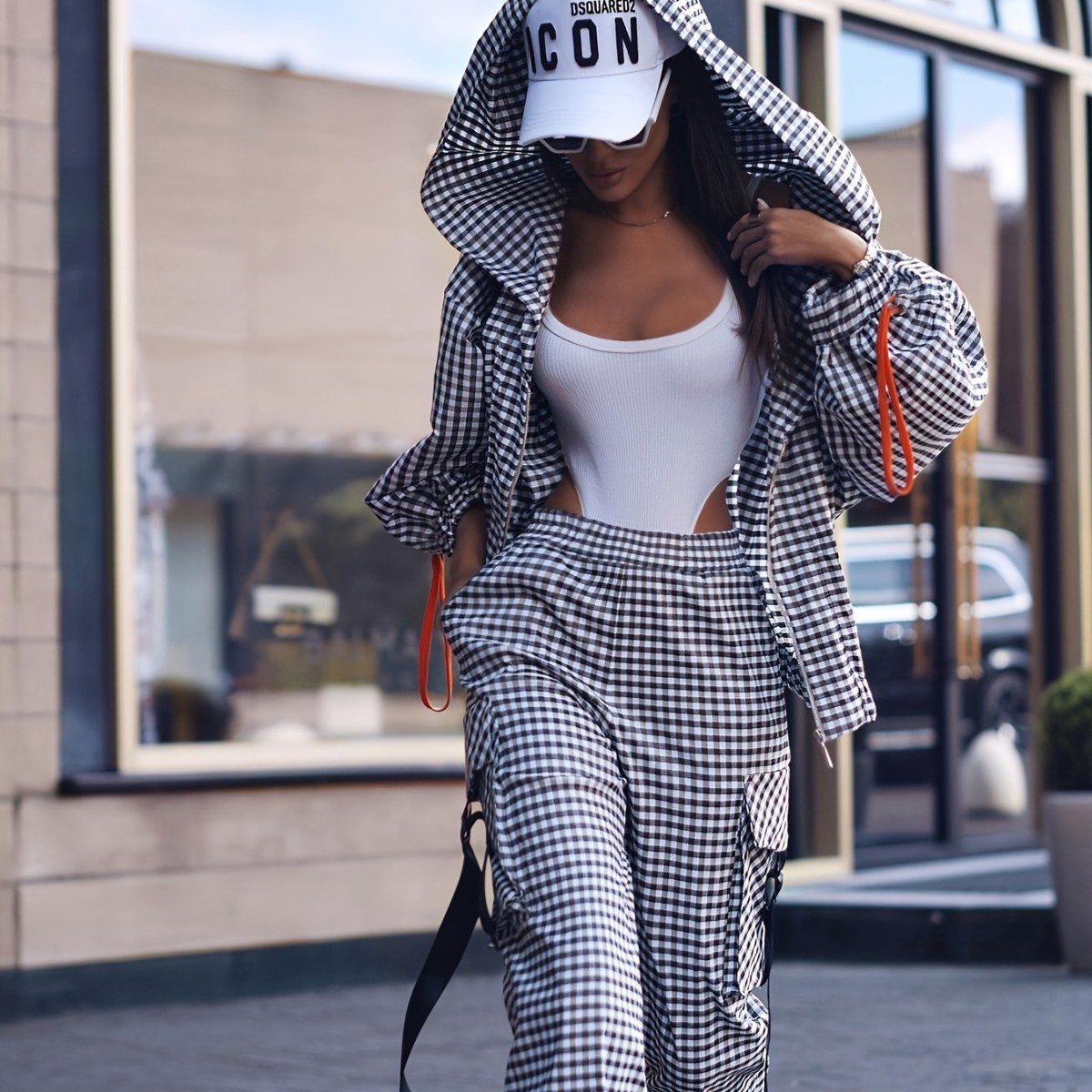 ชุดลำลองลายสก็อตสำหรับผู้หญิง  - Street Fashion Hoodie บทวิจารณ์และราคา