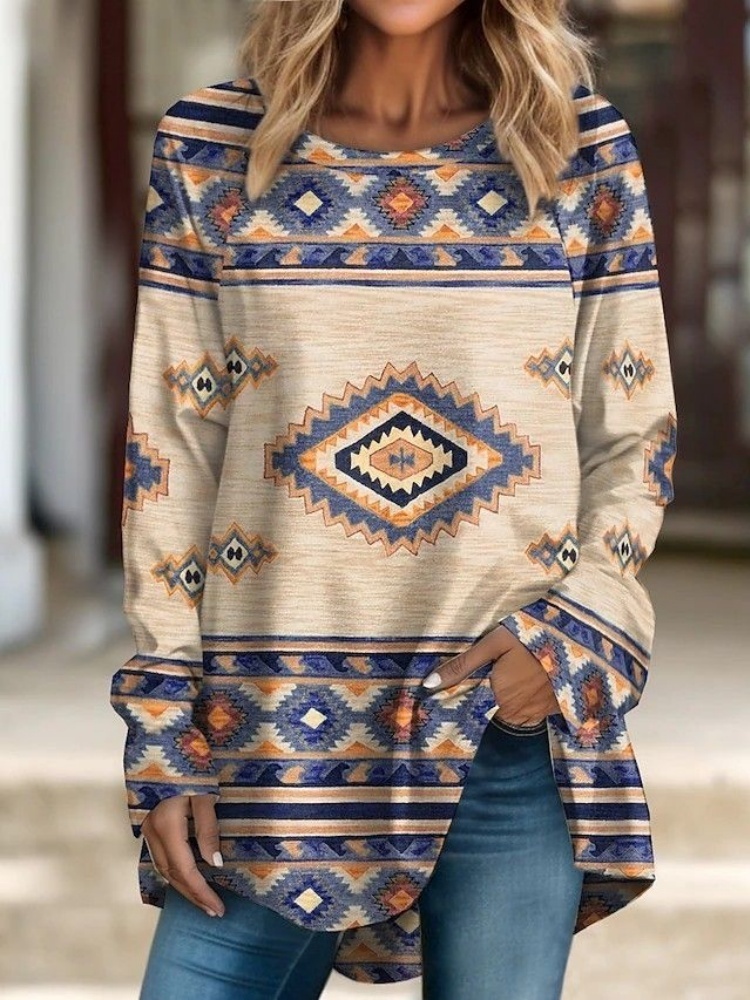 เสื้อยืดแขนยาวผู้หญิงลายพิมพ์ส - Street Fashion Urban บทวิจารณ์และราคา