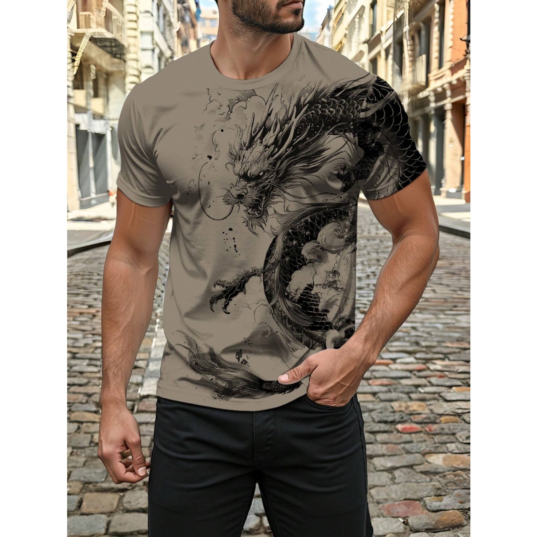 3D Dragon พิมพ์ผู้ชายเสื้อยืดฤ - Street Fashion Urban บทวิจารณ์และราคา