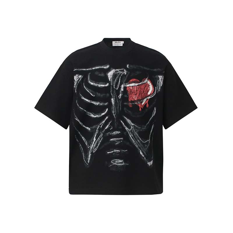 เสื้อยืดฮิปฮอปผู้ชายลายโครงกระ - Street Fashion Vibes บทวิจารณ์และราคา